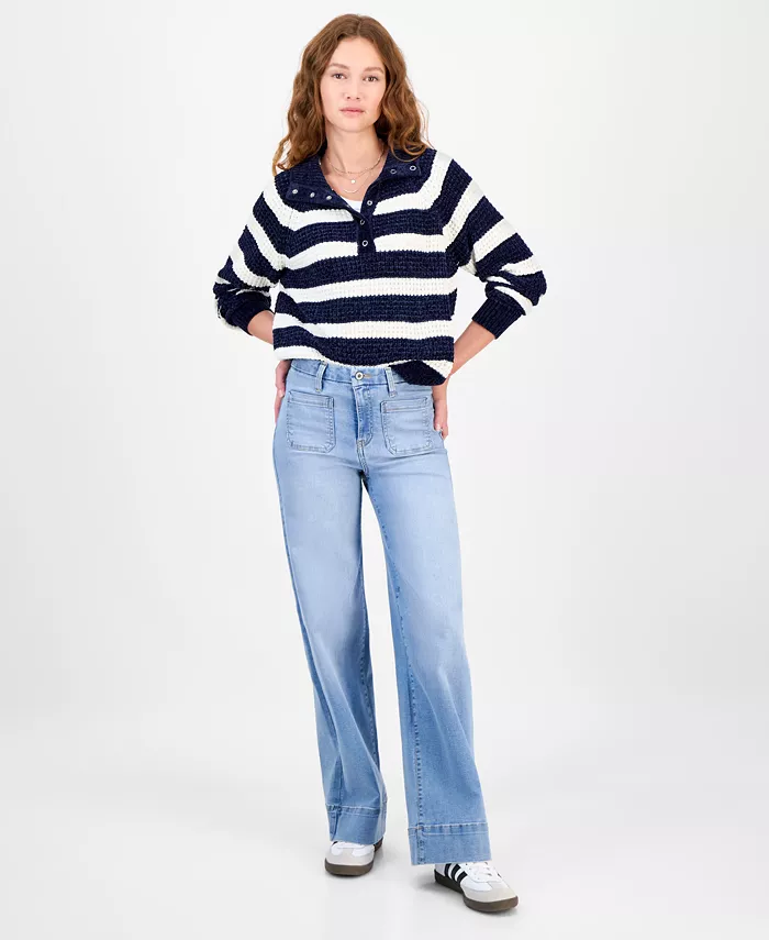 Juniors' High-Rise Wide-Leg Patch-Pocket Jeans - thumbnail 7