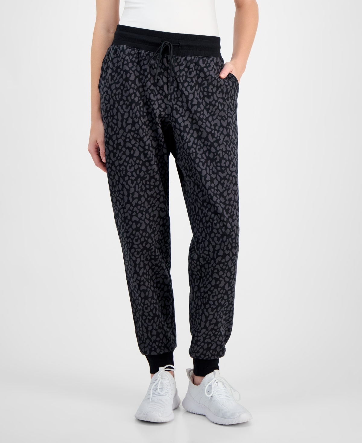 Id Ideology Women's Animal-print Jogger Pants, Macy's Exclusive In Black