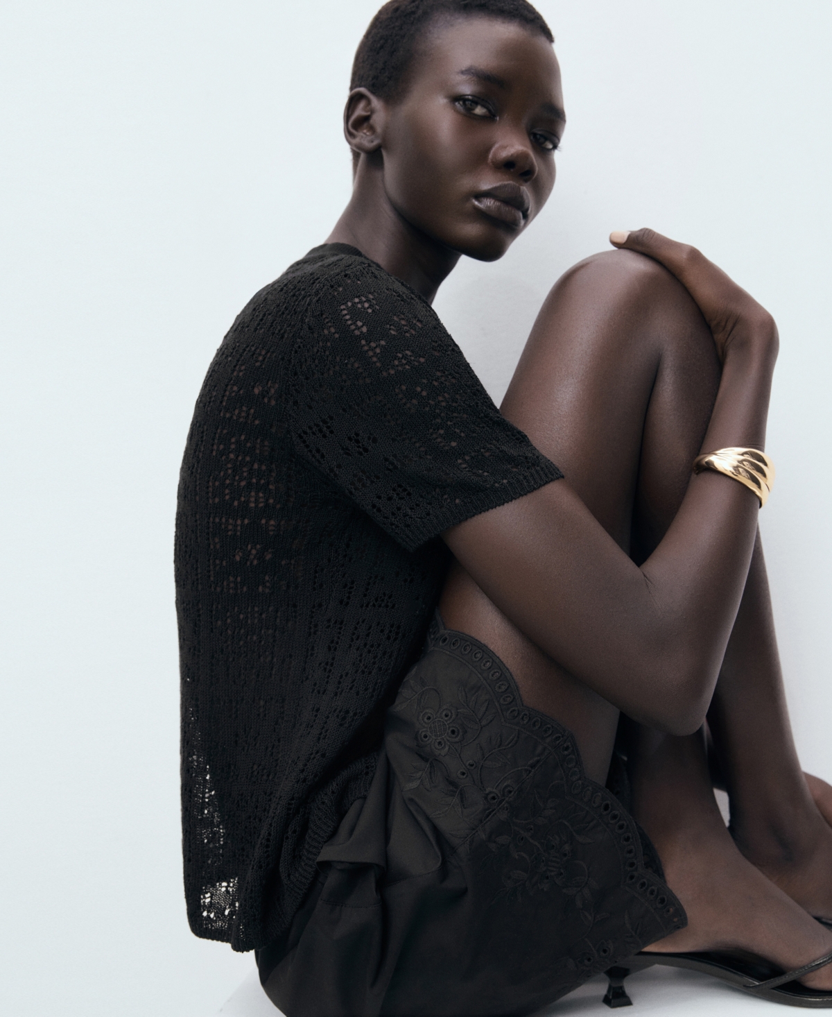 Mango Women's Crochet Toggle Button Cardigan