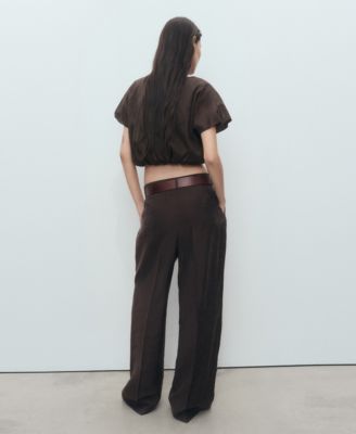 Women's Ramie Cropped Balloon Blouse