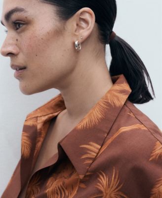 Women's Palm Print Cotton Shirt