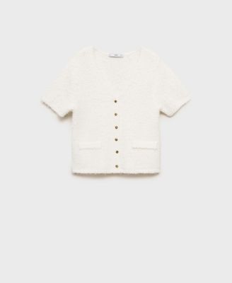 Women's Short-Sleeved Boucle Cardigan