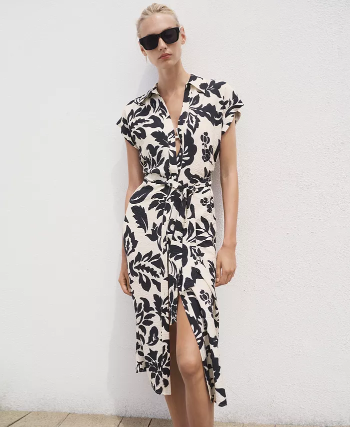 Women's Floral Print Shirt Dress - thumbnail 10