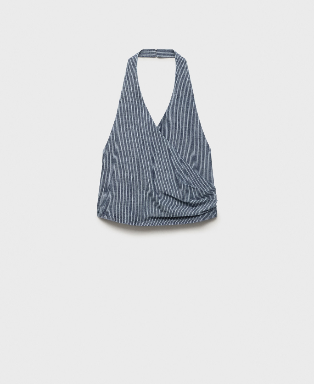 Mango Stripe Crossover Crop Halter Top In Blue