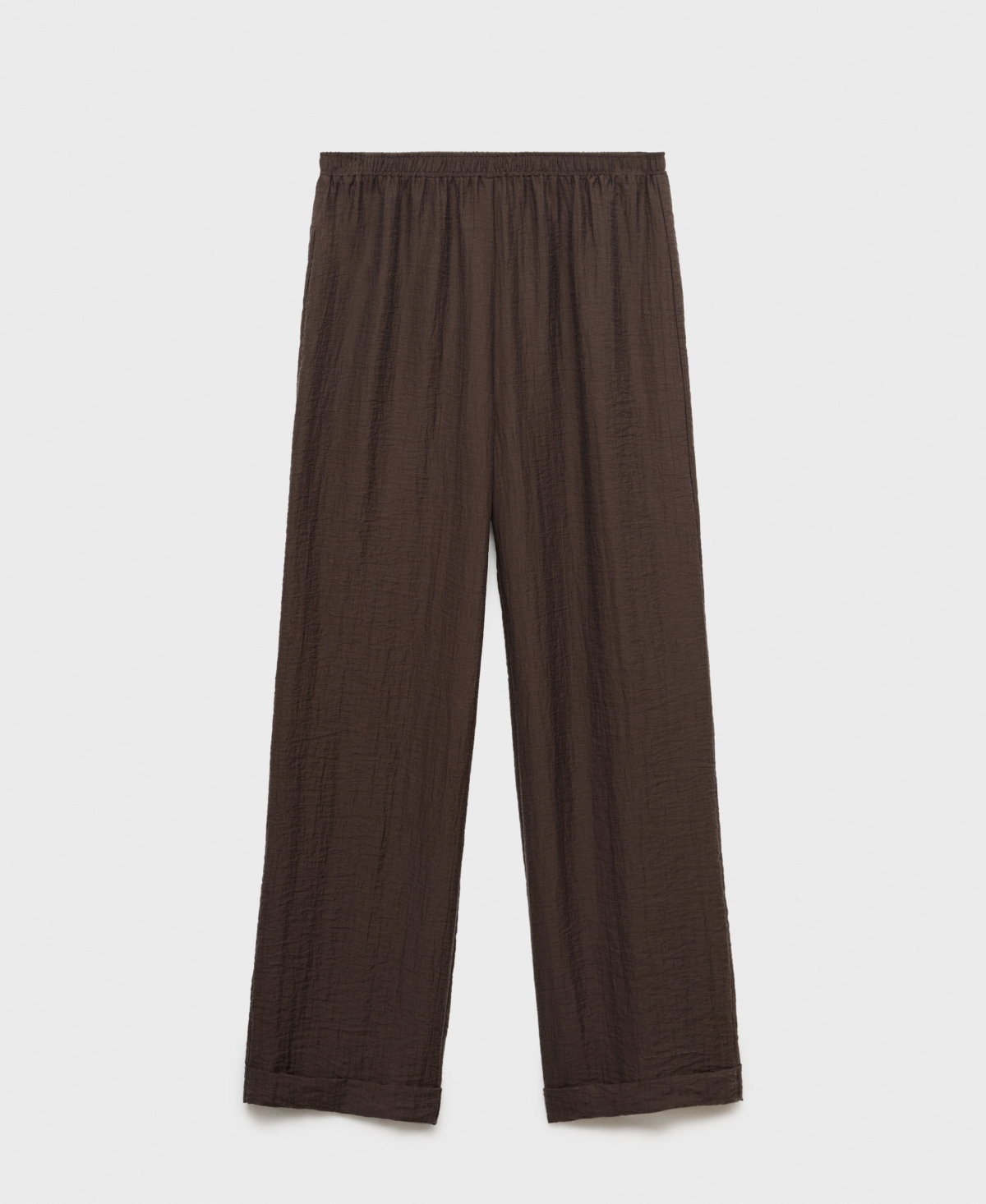Mango Elastic Waist Lyocell Blend Pants In Brown