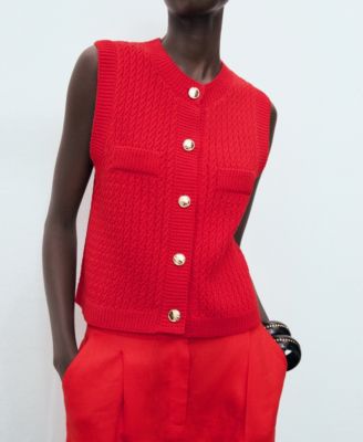 Women's Buttoned Chunky-Knit Vest