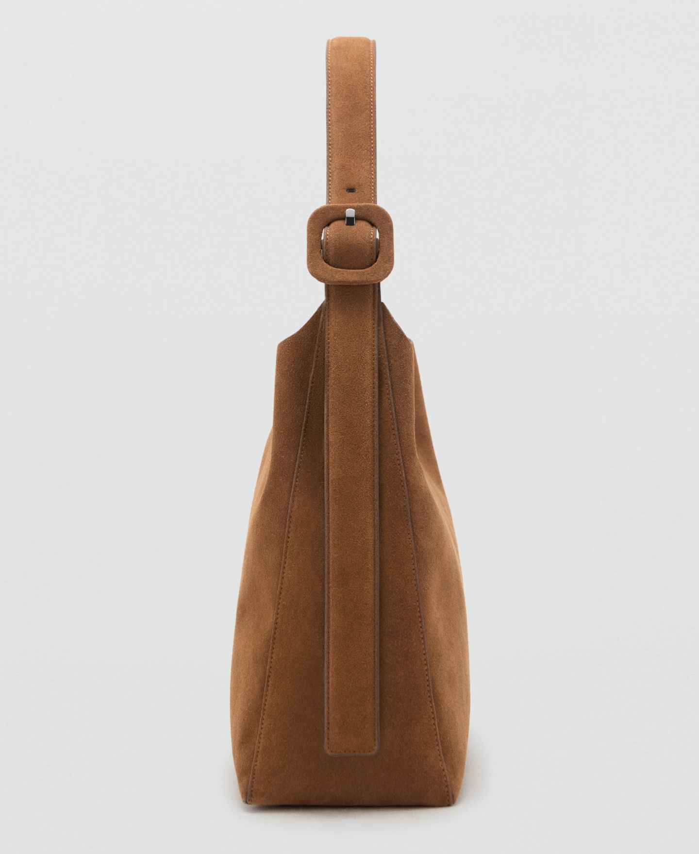 Женская сумка MANGO Large Suede Leather Shopper, цвет: Кожаный — фото 3