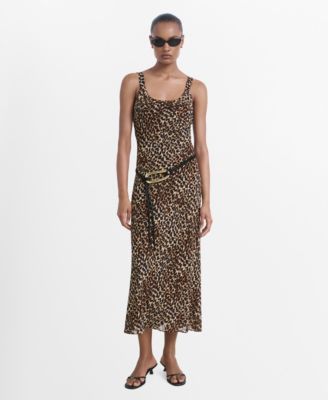 MANGO - Women's Animal-Print Midi-Dress