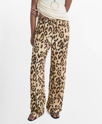 MANGO - Women's Fluid Animal- Print Pants
