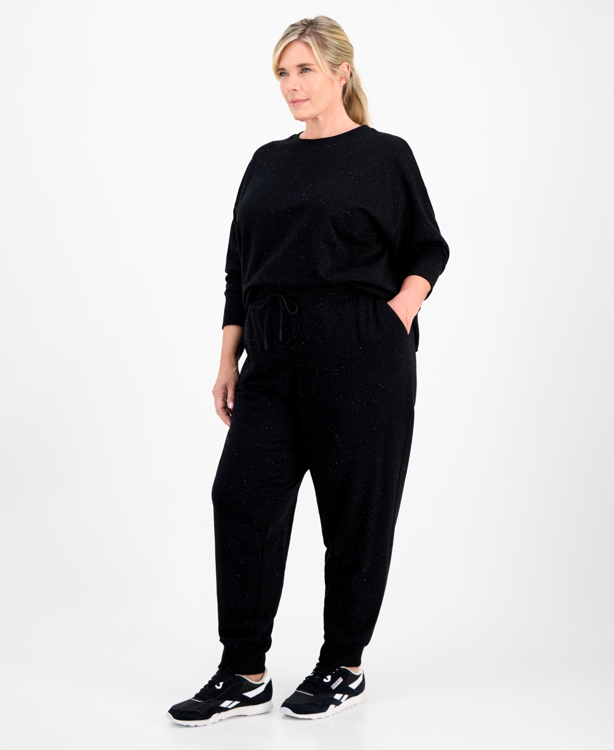 Id Ideology Plus Size Neppy Fleece Jogger Pants, Macy's Exclusive In Gray