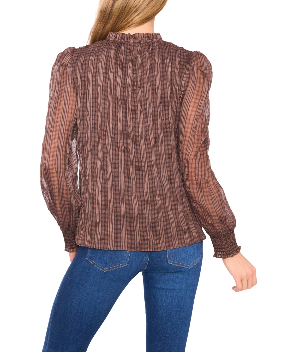 Cece Women's Smocked Cuff Ruffle Top In Multi