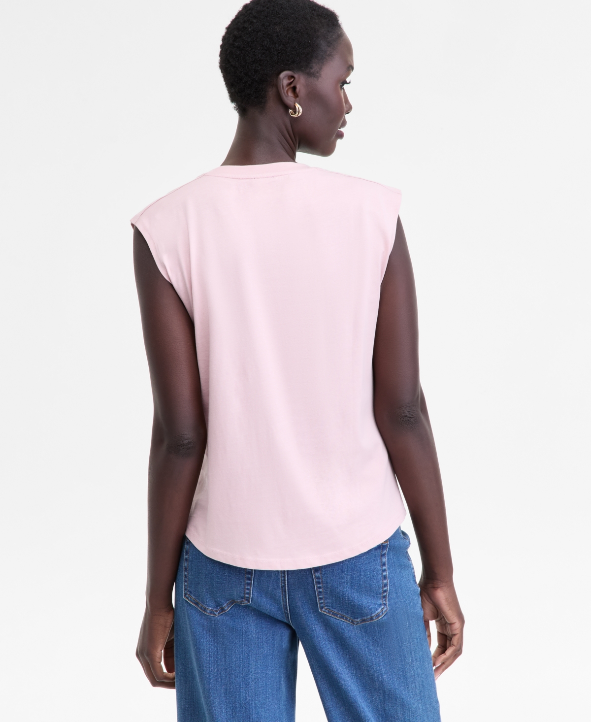 Inc International Concepts Women's Pleated-shoulder Cap-sleeve T-shirt, Macy's Exclusive In Purple