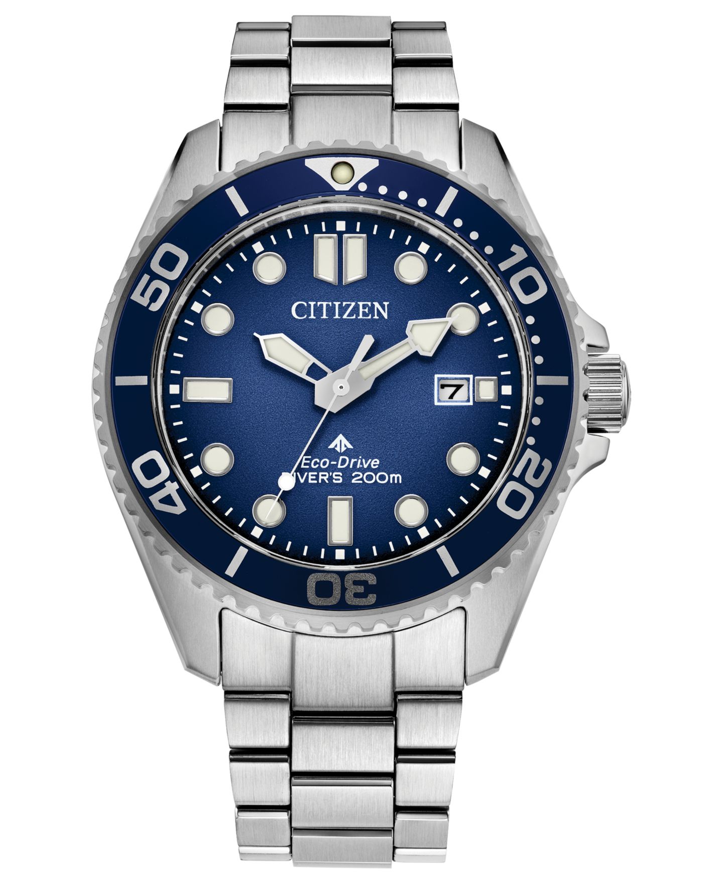 Мужские часы Citizen Eco-Drive Promaster Dive Silver-Tone Stainless Steel Bracelet Watch, 41mm — фото 1