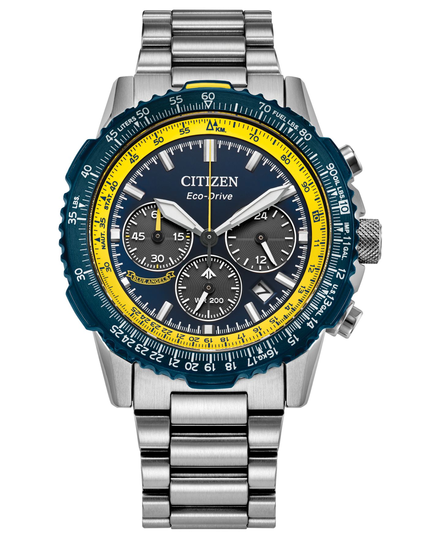 Мужские часы Citizen Promaster Navihawk Chronograph Silver-Tone Stainless Steel Bracelet Watch 40mm — фото 1