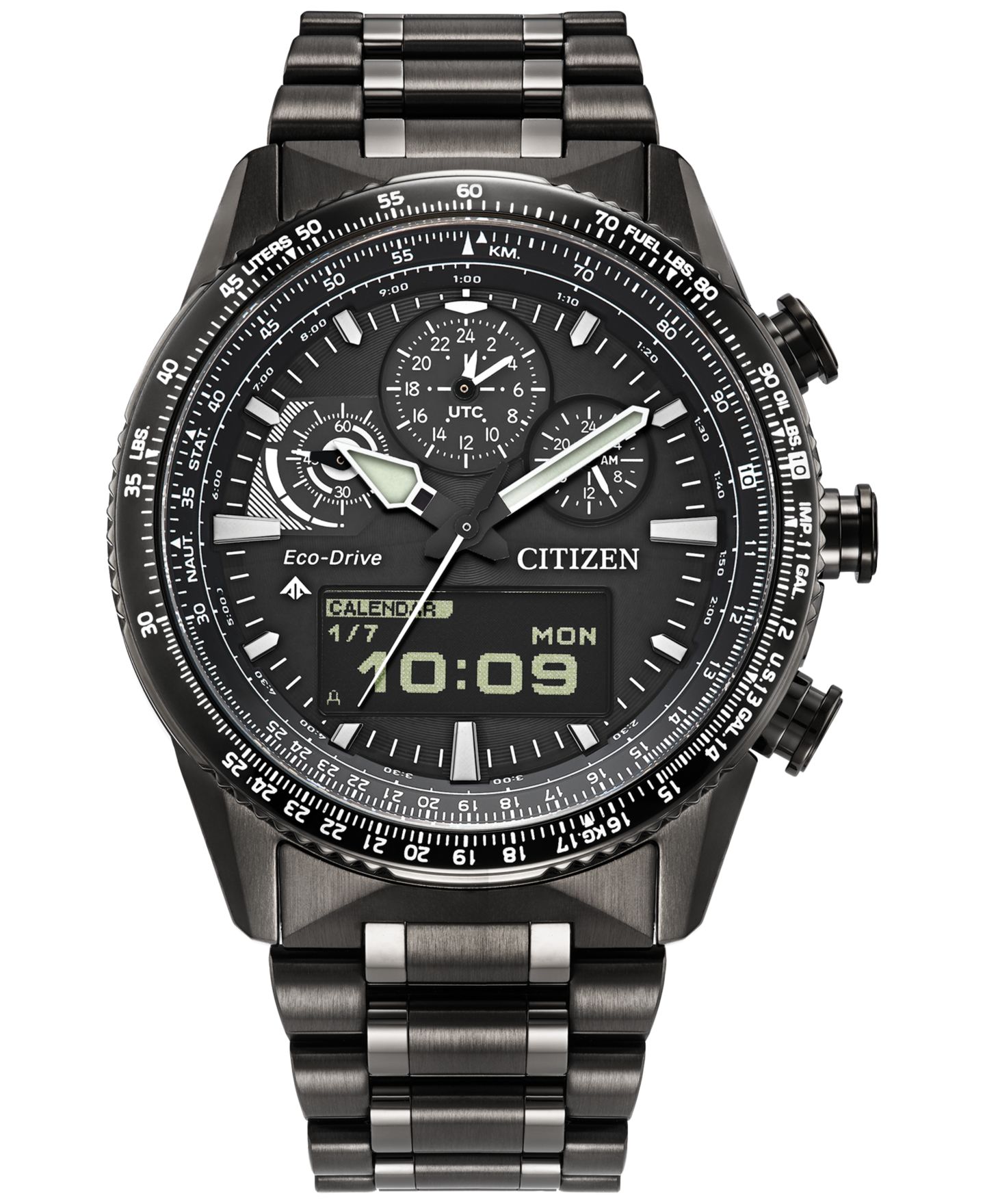 Мужские часы Citizen Promaster Skyhawk U830 Analog-Digital Gray Stainless Steel Bracelet Watch 43mm — фото 1