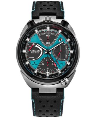 Citizen - Men's Promaster Tsuno Chronograph Black Leather Strap Watch 44.5mm