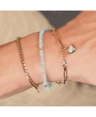 Blue Topaz Bead Bracelet 14K Gold