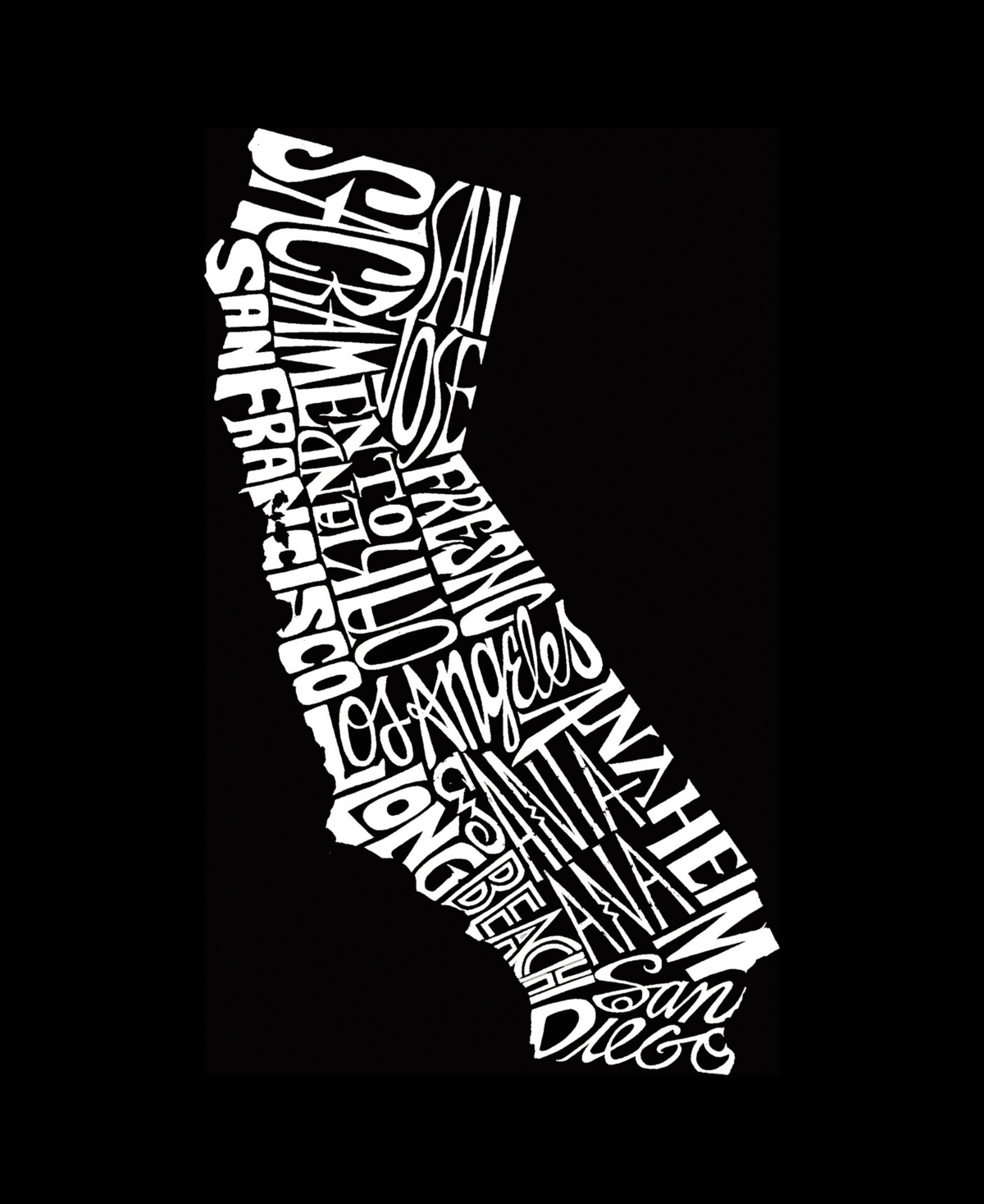 La Pop Art Plus Size California State Word Art T-shirt In Black