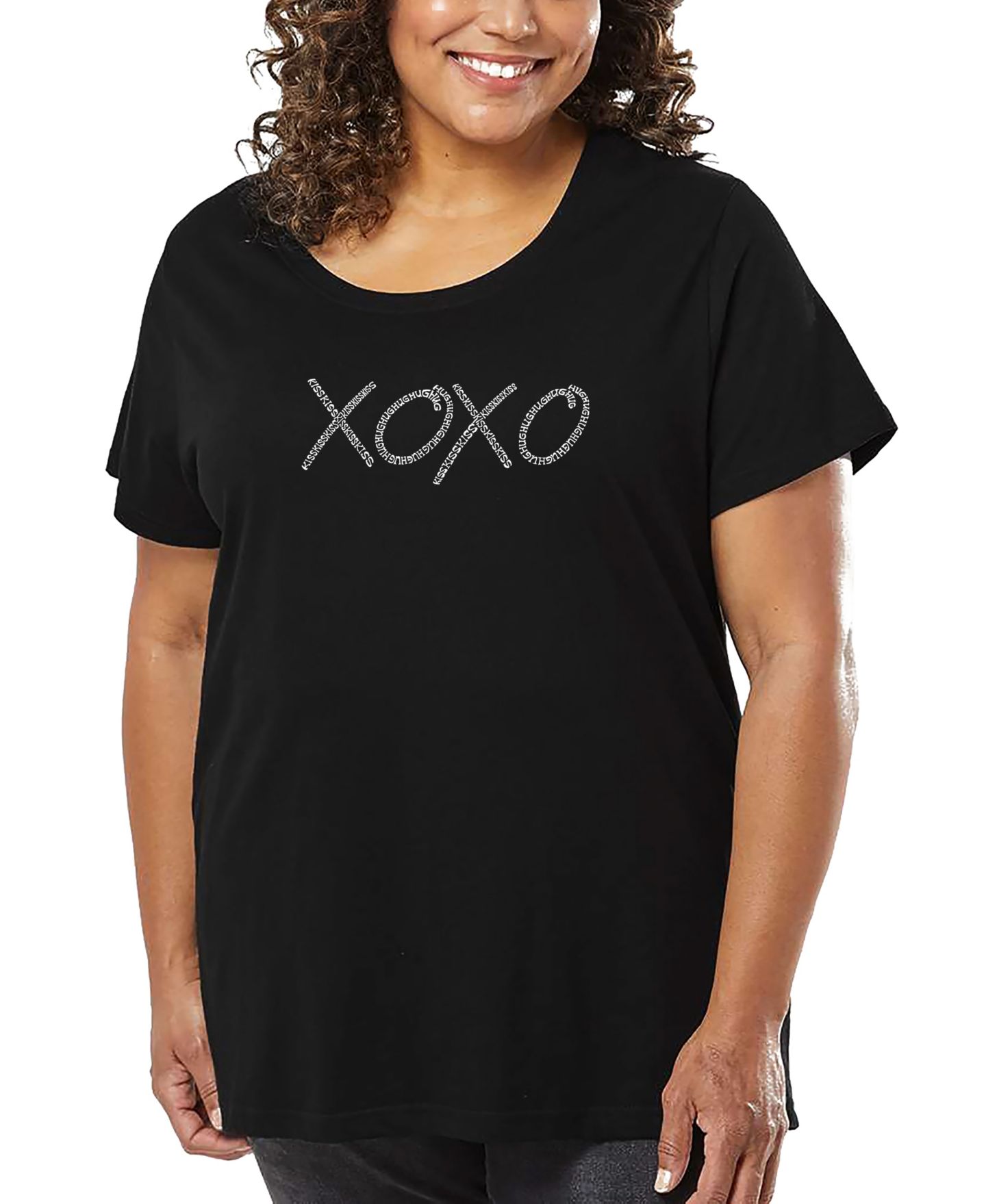 Женская футболка LA Pop Art Plus Size Xoxo Word Art, цвет: Чёрный — фото 1