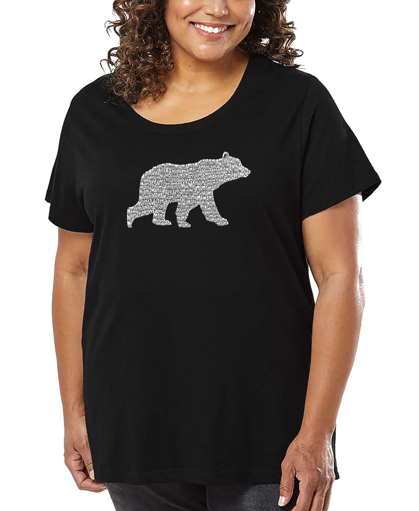 Женская футболка LA Pop Art Plus Size Mama Bear Word Art, цвет: Чёрный — фото 1