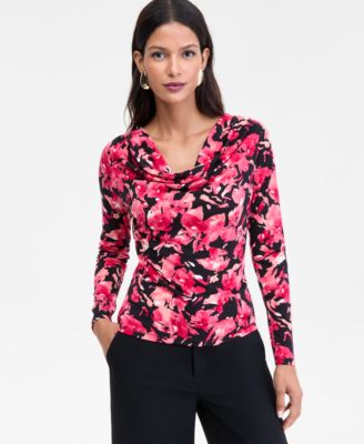 I.N.C. International Concepts - Women's Cowl-Neck Long-Sleeve Top