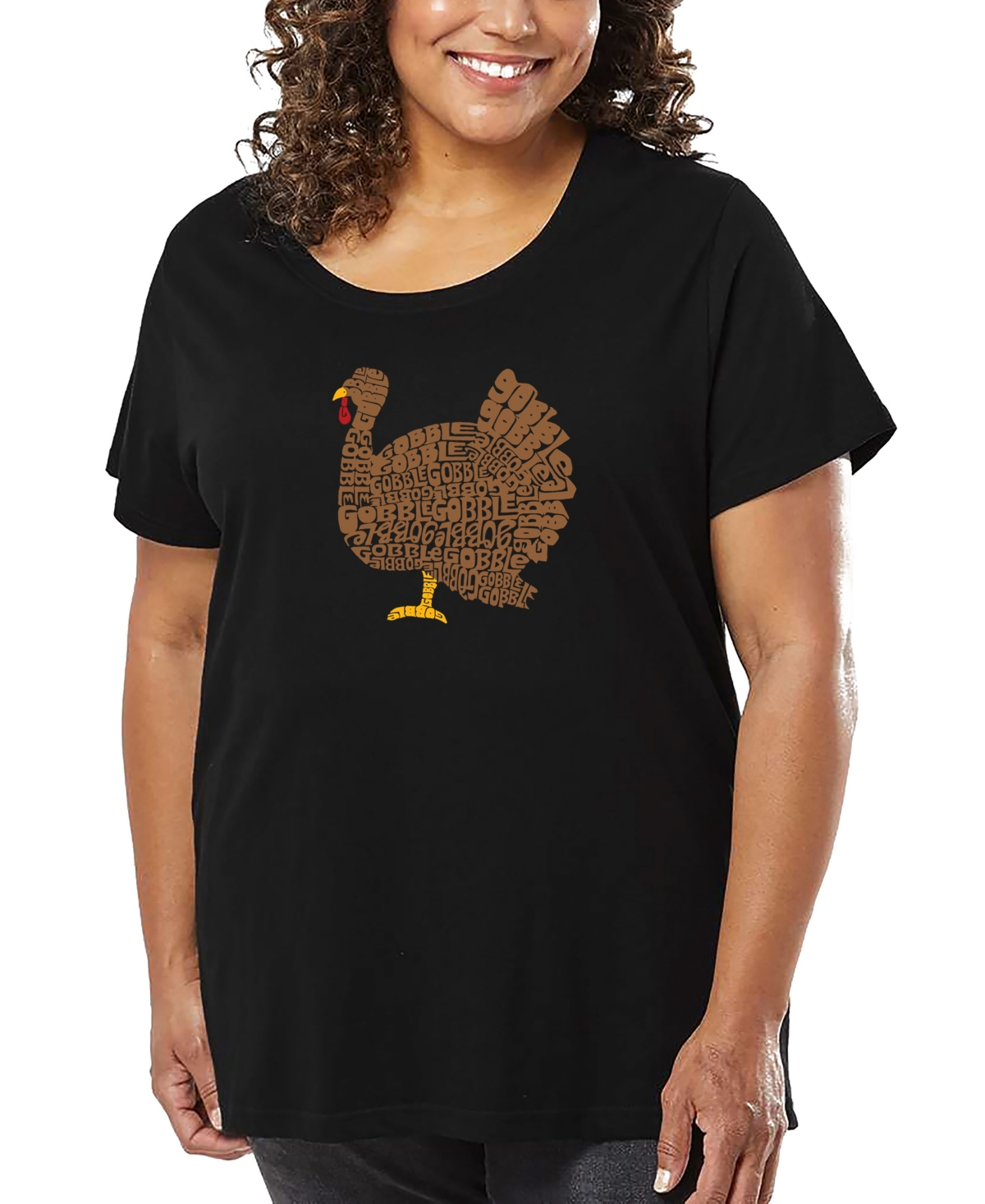 La Pop Art Plus Size Thanksgiving Word Art T-shirt In Black