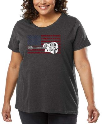 Plus Size America Rocks Word Art T-Shirt