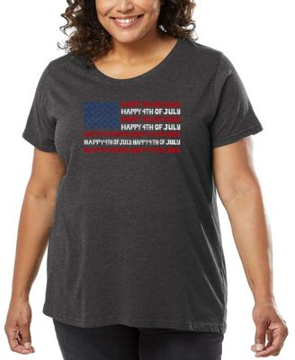 Plus Size Happy 4th of July Word Art T-Shirt