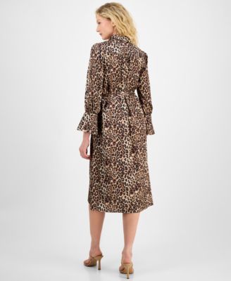 Women's Printed Tie-Waist Midi Dress