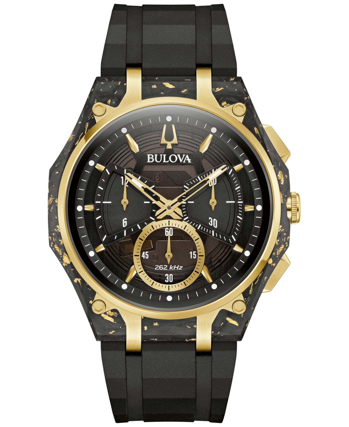 Мужские часы Bulova Special Edition 150th Anniversary Luxury Curv Sport Chronograph Black Rubber Watch 44mm — фото 1
