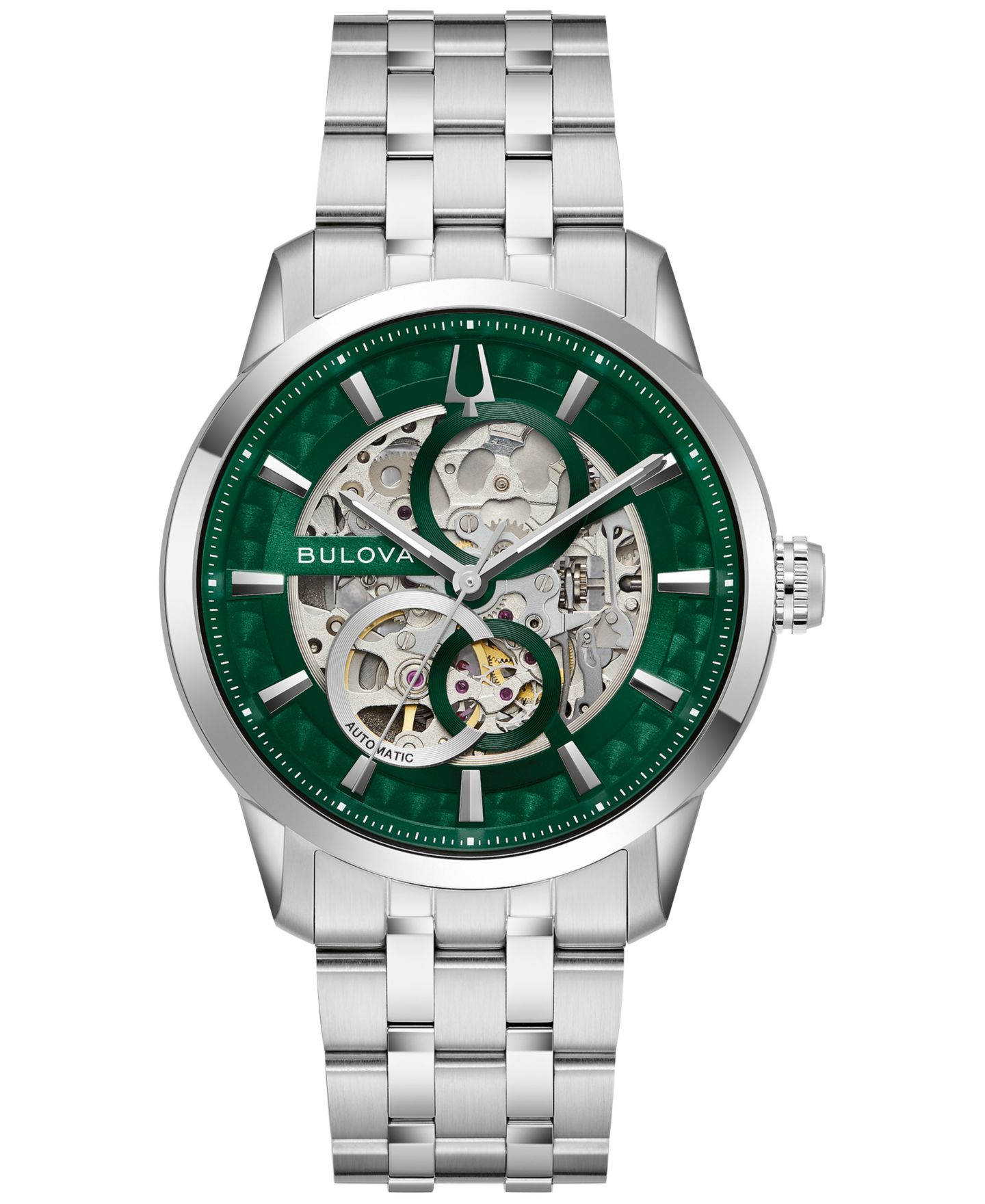 Мужские часы Bulova Classic Sutton Automatic Silver-Tone Stainless Steel Bracelet Watch 40mm — фото 1