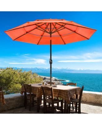 3 Tier Patio Umbrella with Crank Handle Push to Tilt Hotel Pool