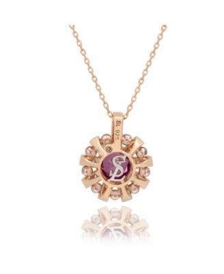 Suzy Levian Sterling Silver Sapphire & Created White Sapphire Starburst Pendant