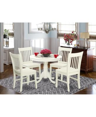 5 Pc Dining Set, Solid Wood Table with Dropleaf & 4 Chairs – Dining Room Furniture