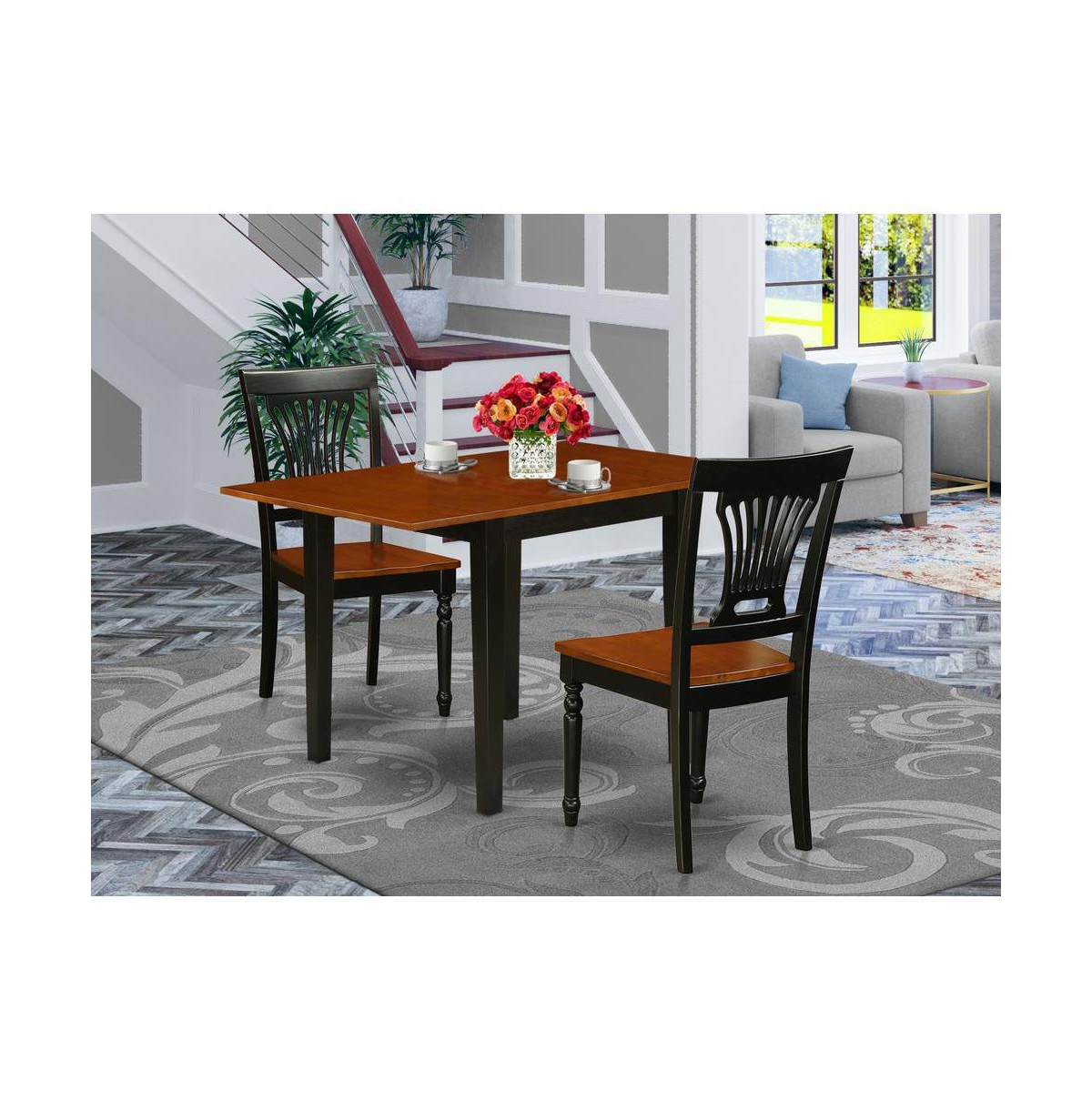 East West Furniture Dining Room Set Black & Cherry