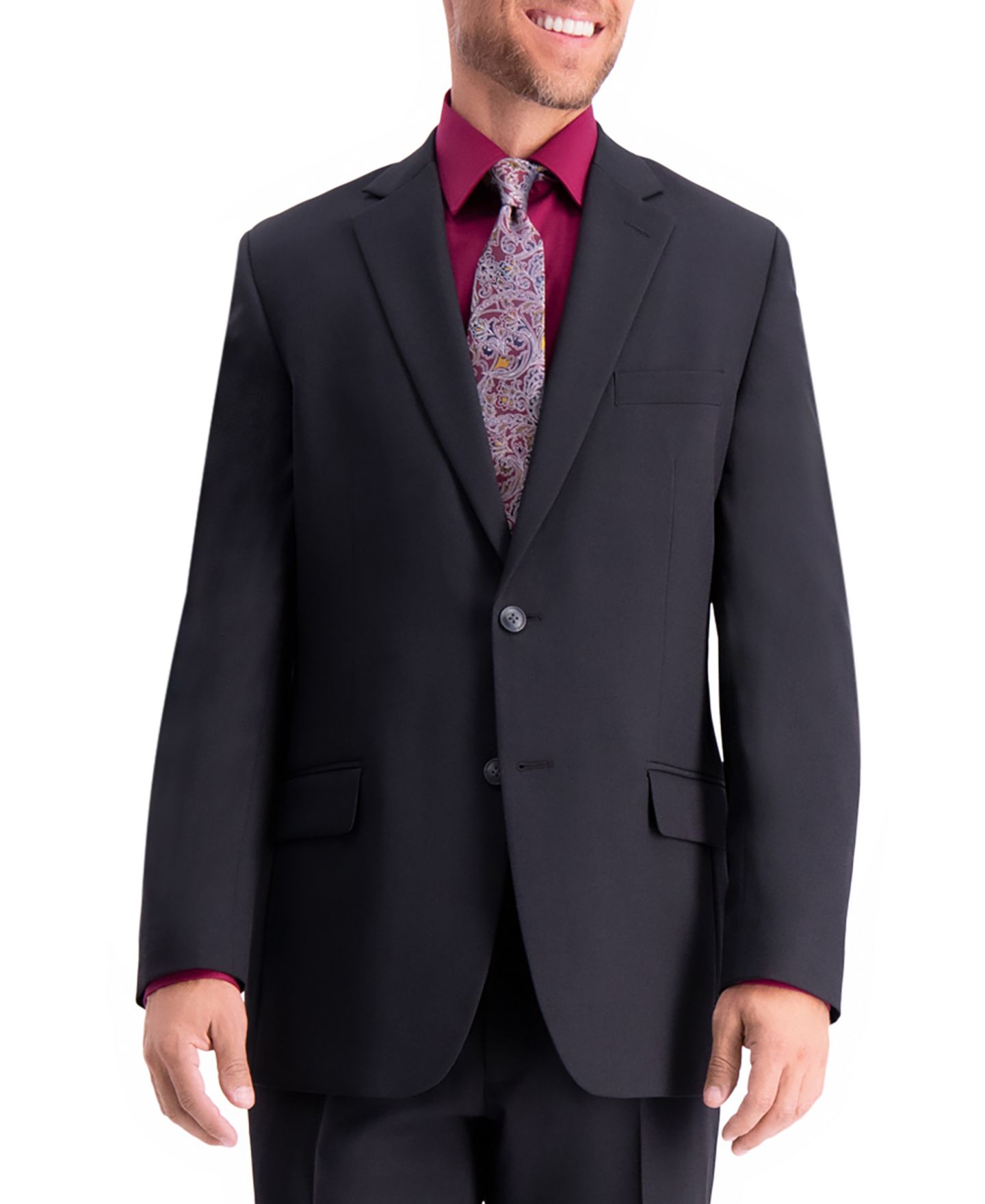 Мужские куртки Haggar Travel Performance Tailored Fit Suit Separates, цвет: Чёрный — фото 1