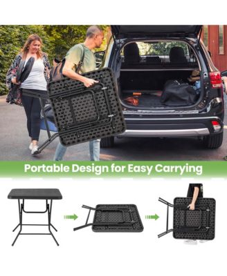 31.5" Square Folding Table Indoor Outdoor Foldable Plastic Table