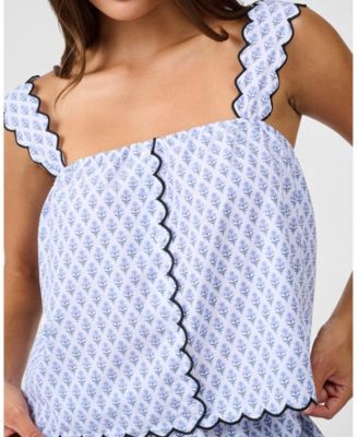 Women's Scallop Button Front Tank Top