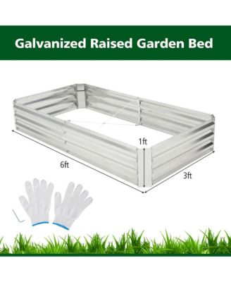 6 x 3 x 1FT Galvanized Raised Garden Bed Heavy-Duty Elevated Rectangle Plant Box