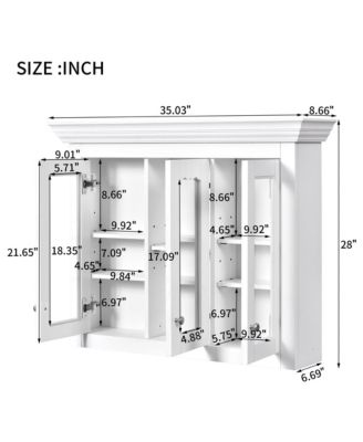 35" Wall Mounted Medicine Cabinet with Mirror and 5 Adjustable Storage Shelves