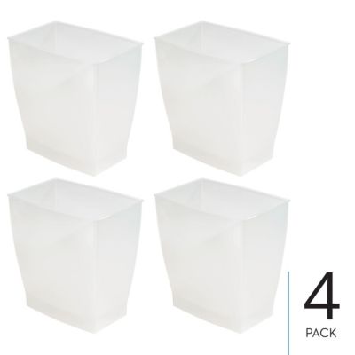 mDesign Small Rectangular Bathroom Trash Cans - Set of 4 - Frost - Made in USA