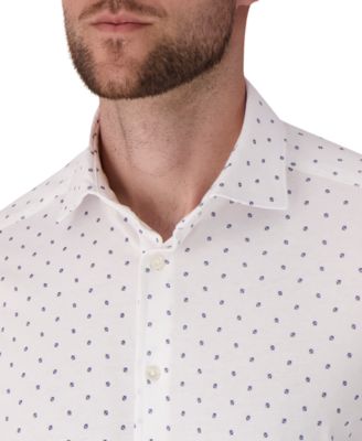 Men's Geometric Print Cotton Knit Dress Shirt