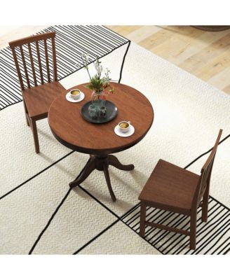 3-Piece Dining Kitchen Table Dining Set Mid-Century Round WoodenTable & 2 Chairs