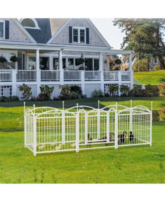 24 in H. 8 White Panels Heavy Duty Metal Dog Pen Pet with Door  for Large Medium Small Dogs Indoor Outdoor