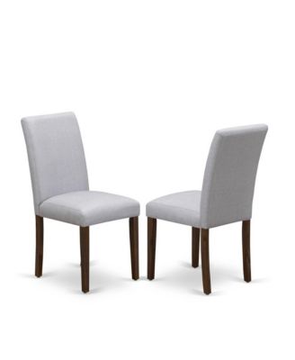 3-Piece Dining Set with Acacia Walnut Round Table and 2 Grey Linen Fabric Chairs with Slatted Backs, Mid-Century Style