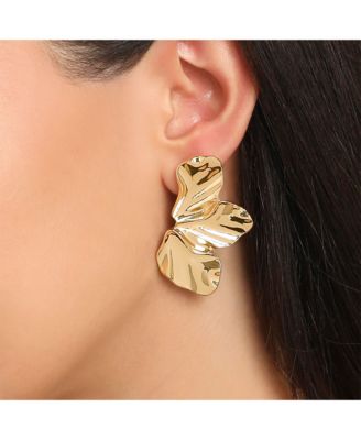 Gold-Tone Leaf Statement Earrings