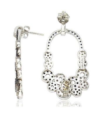 Suzy Levian Sterling Silver Sapphire Multi-circle Earrings