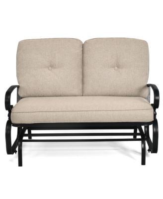 2-Person Outdoor Swing Glider Chair Bench Loveseat Cushioned Sofa