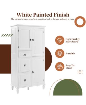 Retro Multi-Functional Storage Cabinet with Adjustable Shelves, 3 Drawers, 3 Enclosed Compartments