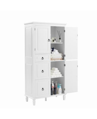 Retro Multi-Functional Storage Cabinet with Adjustable Shelves, 3 Drawers, 3 Enclosed Compartments